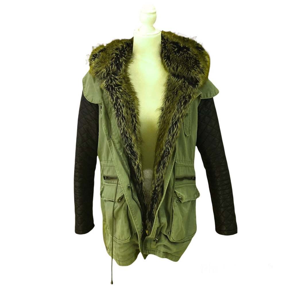Green Black Camo Parka Winter Jacket